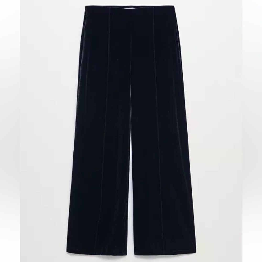 MNG by MANGO Velvet Palazzo Trousers Black Wide Leg M